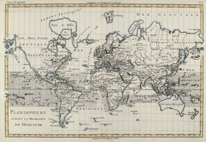 Carte du Monde utilisant la projection de Mercator, de 